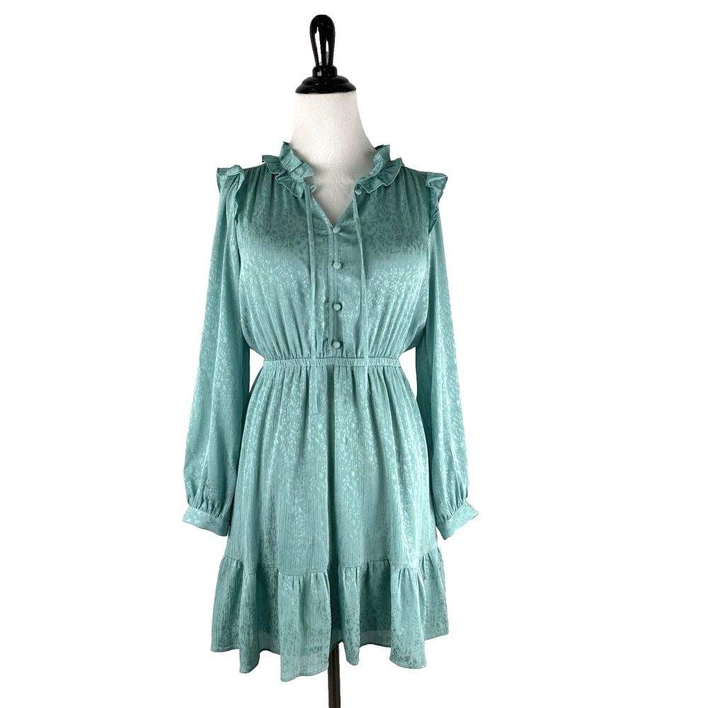 Lauren Conrad Dress Women XS Ruffle Romantic Cottage Core Green Peasant Tiered